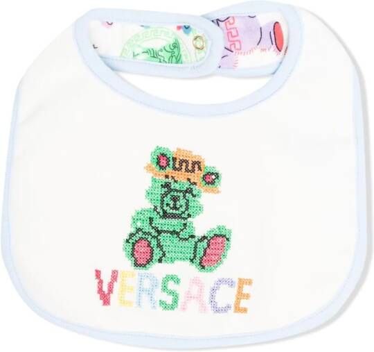 Versace Kids Slabbetje met geborduurd logo Wit