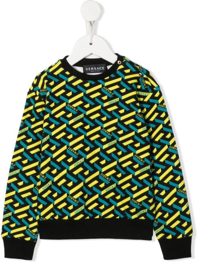 Versace Kids Sweater met geometrische print Geel
