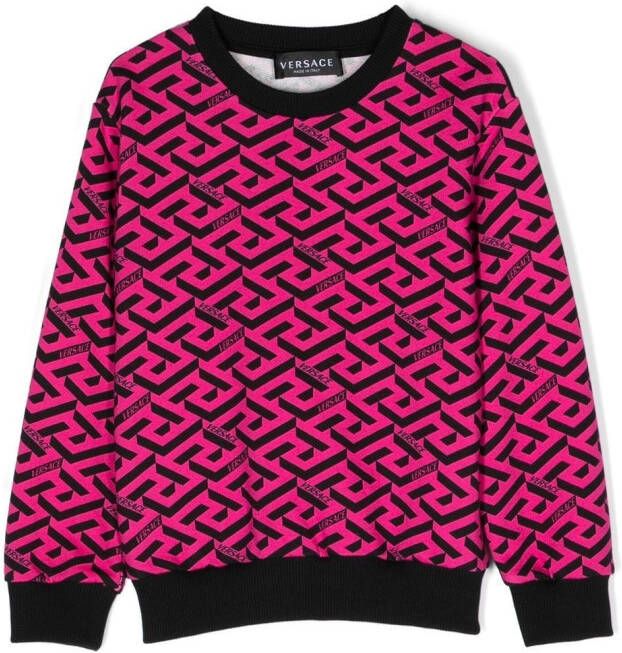 Versace Kids Sweater met Greca-print Roze