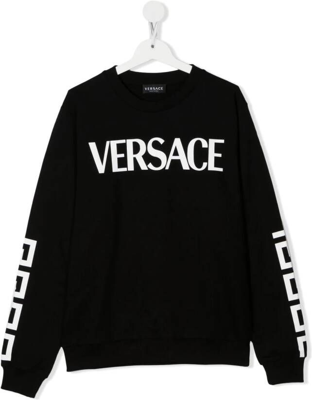 Versace Kids Sweater met logoprint Zwart