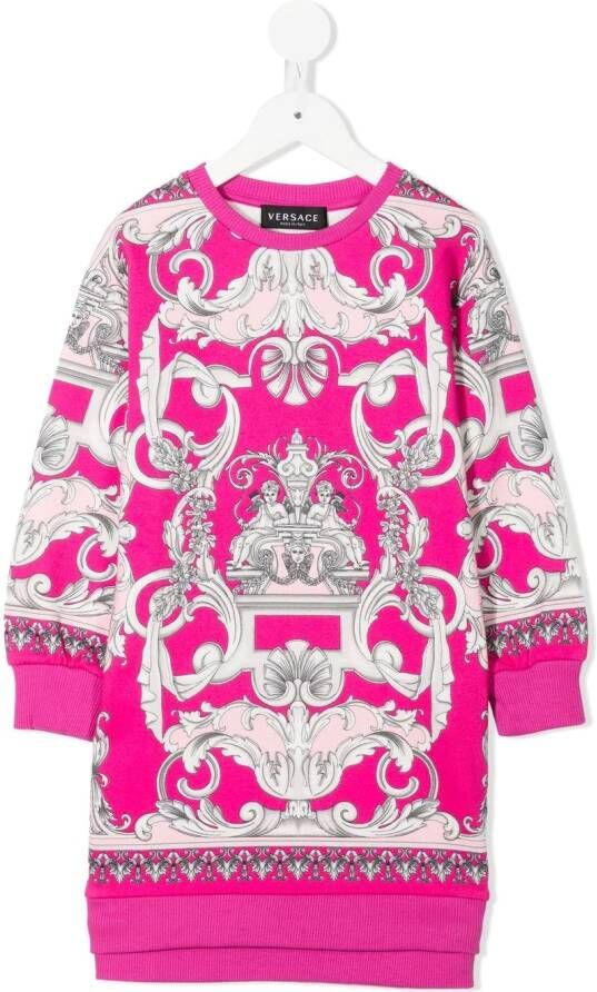 Versace Kids Sweaterjurk met barokprint Roze