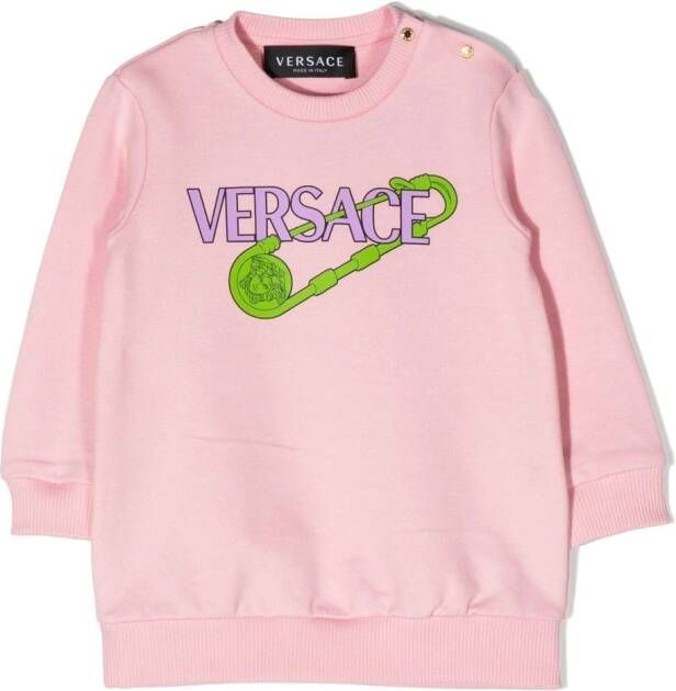 Versace Kids Sweaterjurk met logoprint Roze