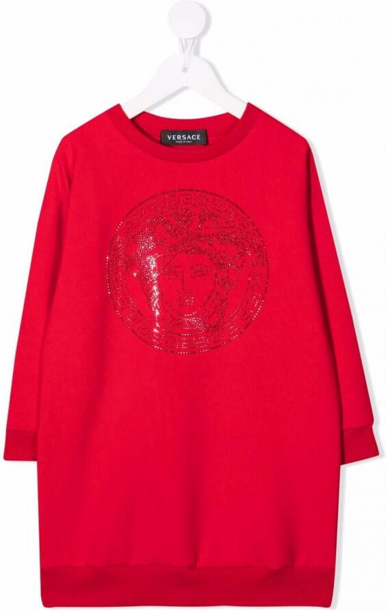 Versace Kids Sweaterjurk met Medusa logo Rood