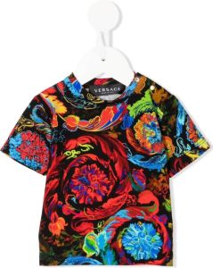 Versace Kids T-shirt met Barocco print Zwart