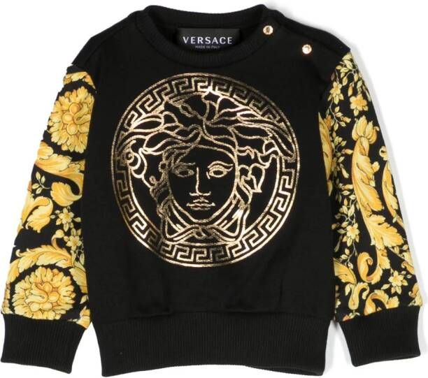 Versace Kids Medusa Baby sweater met barokprint Zwart
