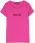 Versace Kids T-shirt met logo van stras Roze - Thumbnail 1