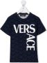 Versace Kids T shirt met logoprint kinderen Spandex Elastane katoen 10 Blauw - Thumbnail 1