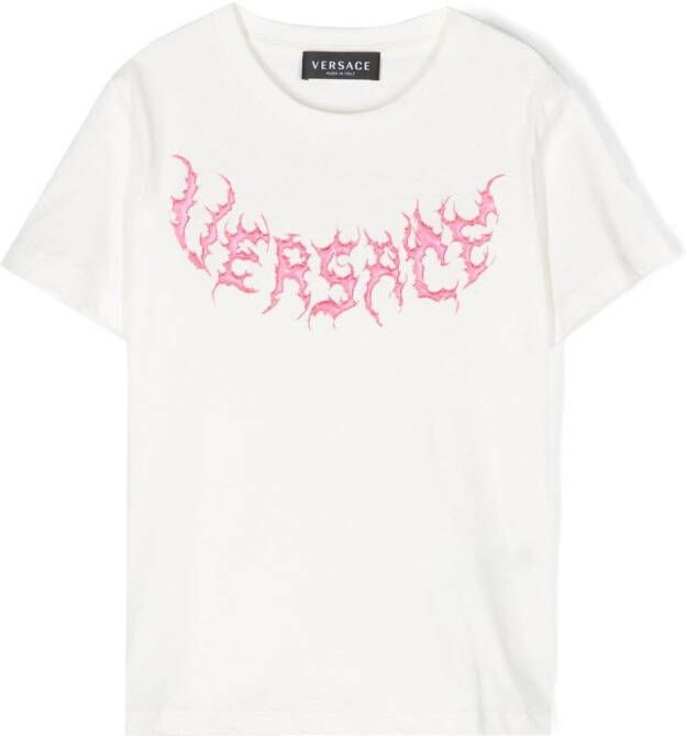 Versace Kids T-shirt met logoprint Wit