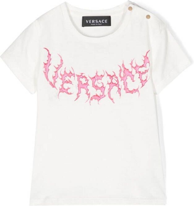 Versace Kids T-shirt met logoprint Wit