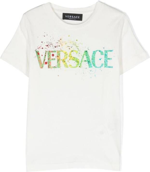 Versace Kids T-shirt met logoprint Wit