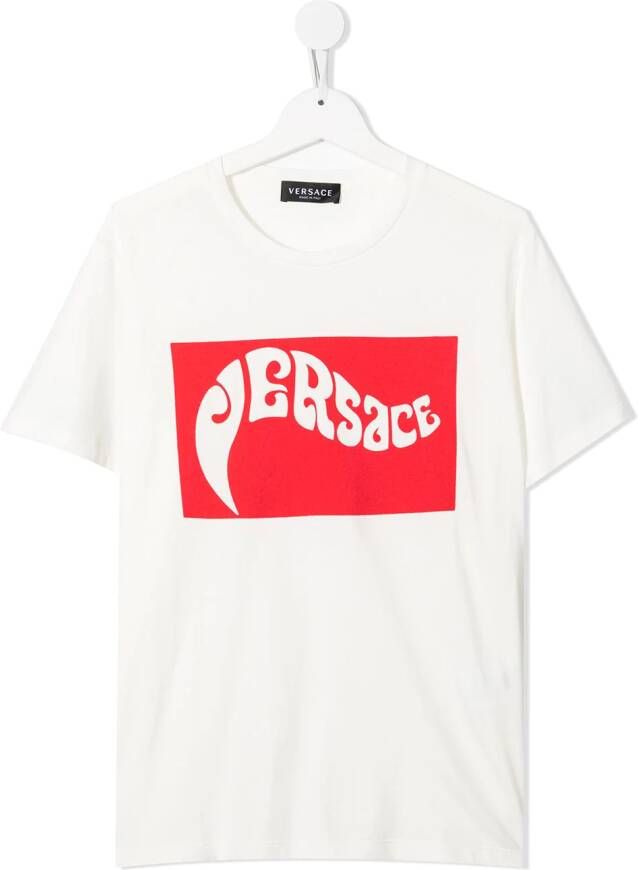 Versace Kids T-shirt met logoprint Wit