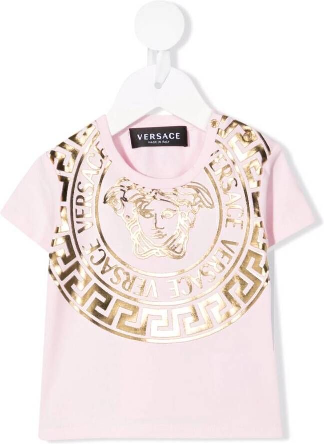 Versace Kids T-shirt met Medusa logo Roze