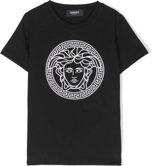 Versace Kids T-shirt met Medusa logo Zwart