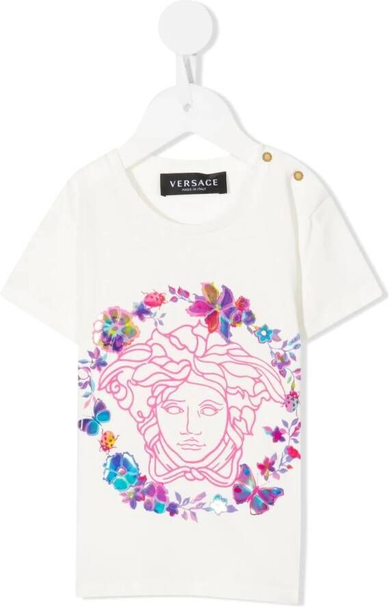 Versace Kids T-shirt met Medusa patroon Wit