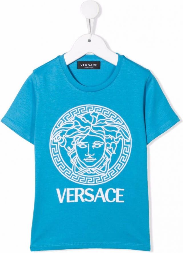 Versace Kids T-shirt met Medusa print Blauw