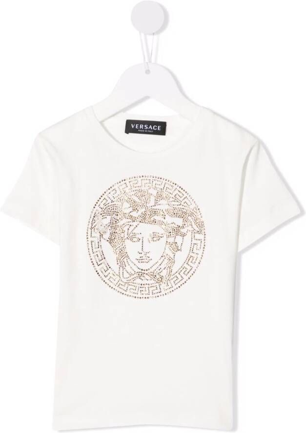 Versace Kids T-shirt verfraaid met kristallen Wit