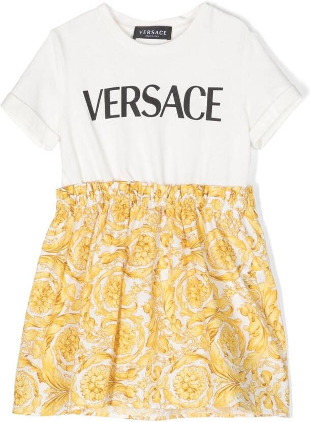 Versace Kids T-shirtjurk met logoprint Wit