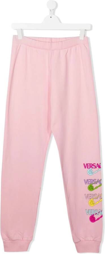 Versace Kids Trainingsbroek met logoprint Roze