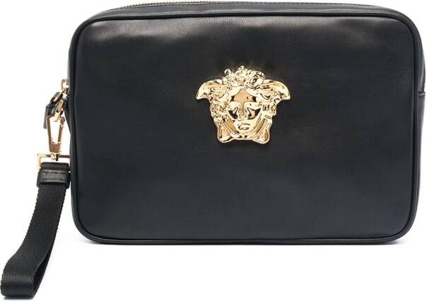 Versace Zwart leer kleine la medusa -koppeling Zwart Heren