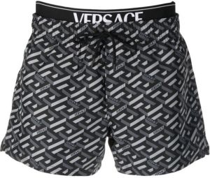 Versace La Greca logo-print swim shorts Zwart
