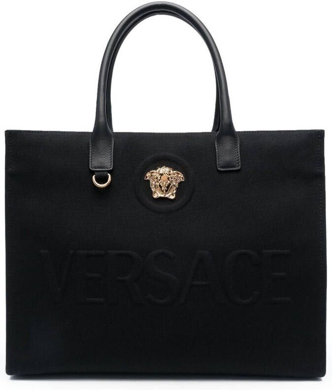 Versace La Medusa canvas shopper Zwart