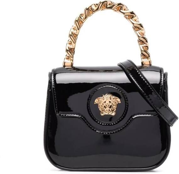 Versace La Medusa gelakte mini-tas Zwart