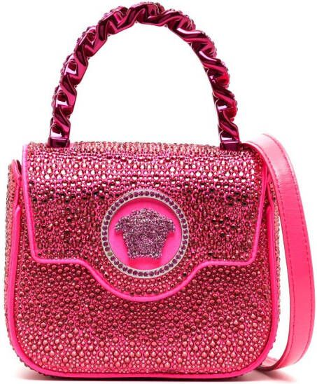 Versace Mini-tas verfraaid met kristallen Roze