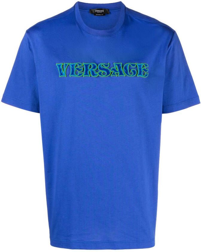 Versace T-shirt met logopatch Blauw