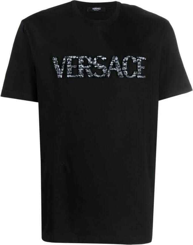 Versace Katoenen T-shirt met print Zwart
