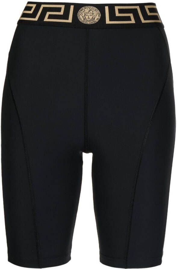 Versace Shorts met logoband Zwart