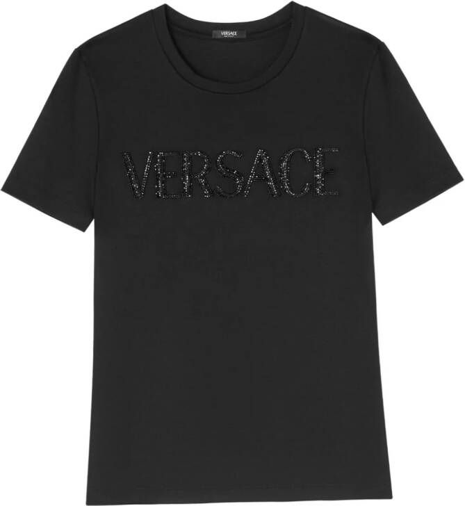 Versace T-shirt verfraaid met kristallen Zwart