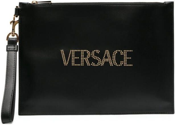 Versace Clutch verfraaid met logo Zwart
