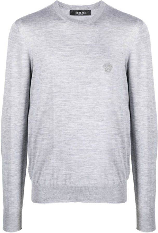 Versace Sweater met geborduurd logo Grijs