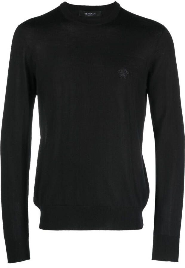 Versace Sweater met geborduurd logo Zwart