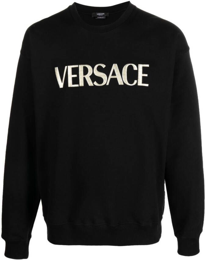 Versace Trui met geborduurd logo Zwart