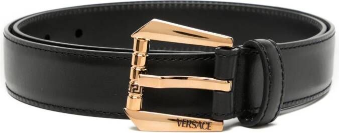 Versace Riem met gegraveerd logo Zwart