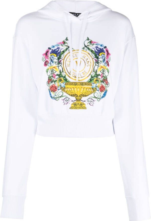 Versace Jeans Couture Hoodie met logoprint Wit