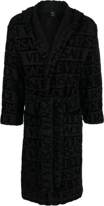 Versace Badjas met logoprint Zwart