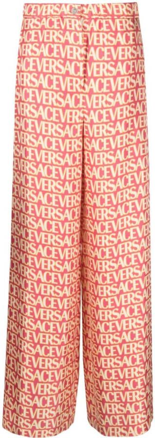 Versace Allover zijden broek Roze