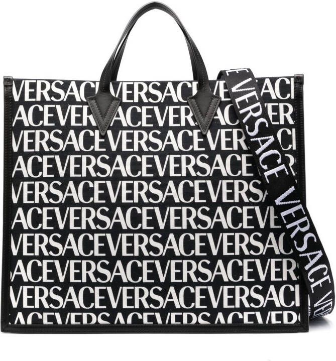 Versace Shopper met logoprint Zwart