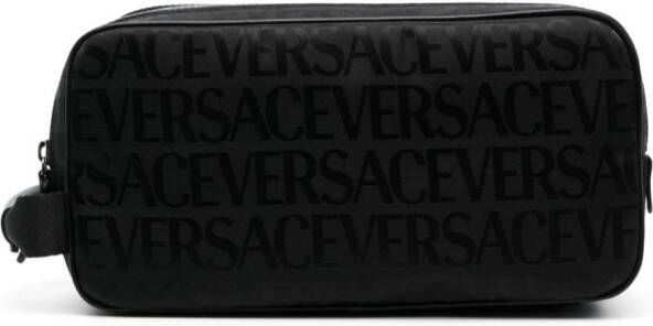 Versace Toilettas met logoprint Zwart