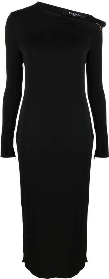 Versace Midi-jurk met lange mouwen Zwart