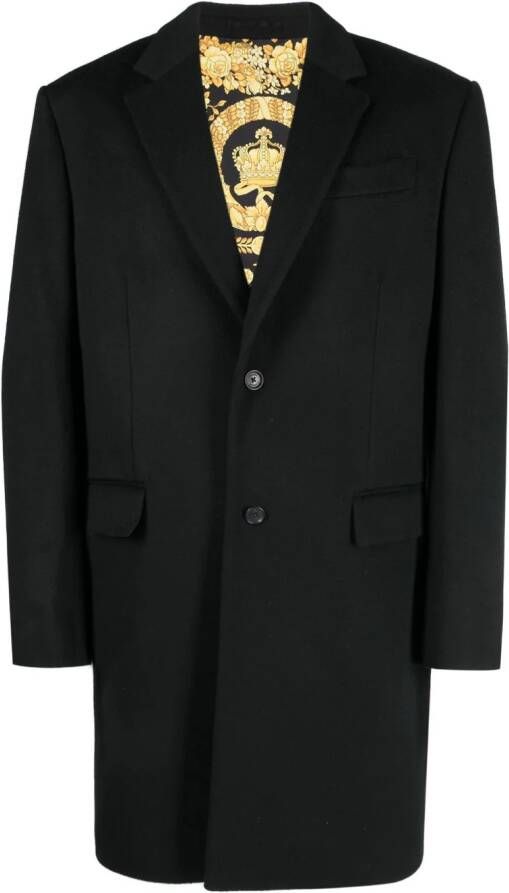 Versace Barocco jas met enkele rij knopen Zwart