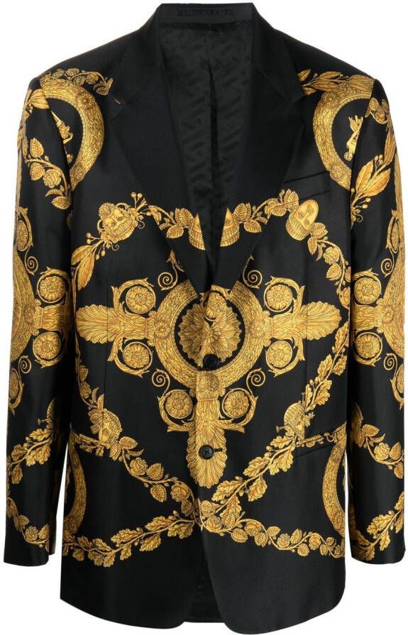 Versace Blazer met barokprint Zwart