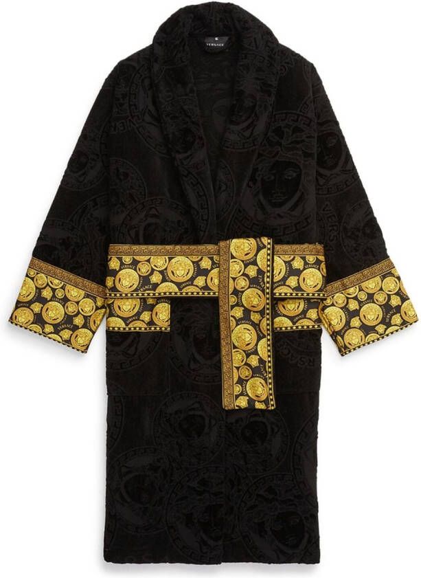 Versace Katoenen badjas met Meduda logoprint Zwart