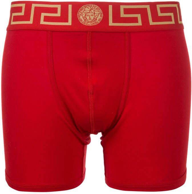 Versace Lange boxershorts met Greca band Rood