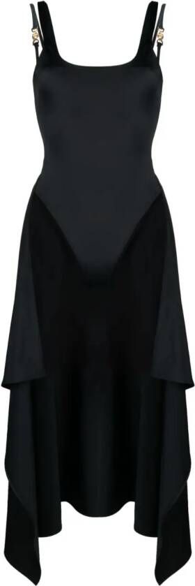 Versace Medusa-chain sleeveless midi dress Zwart