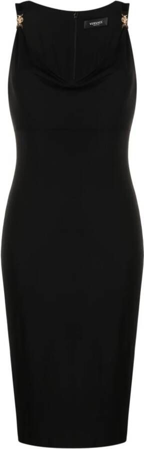 Versace Midi-jurk met Medusa logo Zwart