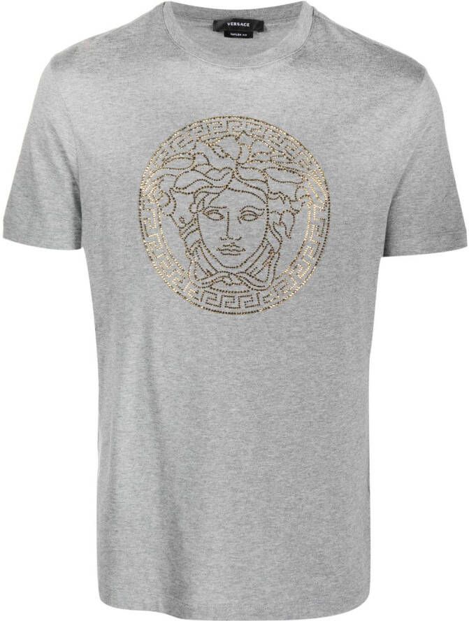 Versace T-shirt verfraaid met logo Grijs