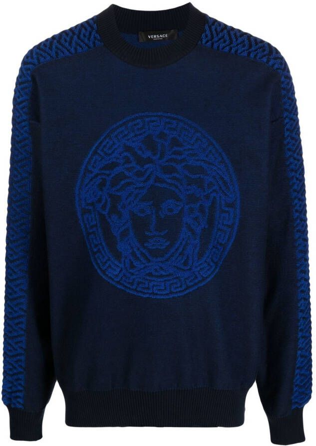 Versace Trui met Medusa patroon Blauw